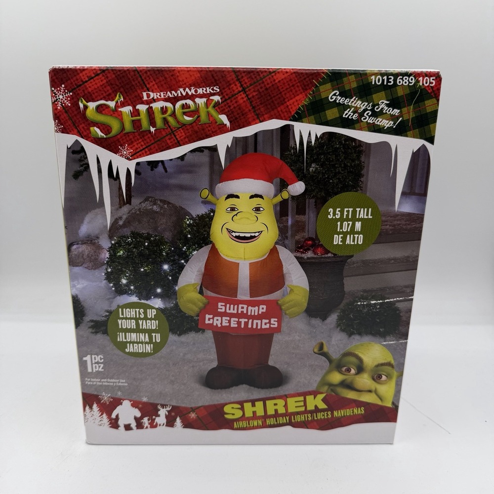 Shrek‎ Christmas Inflatable Gemmy 3.5 ft Dreamworks Outdoor Yard Swamp Greetings